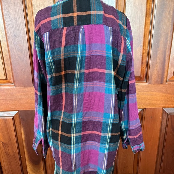 Natural Life Tunic Top Shirt Long Sleeve Colorful Plaid Pockets Boho Size Small - Picture 5 of 10